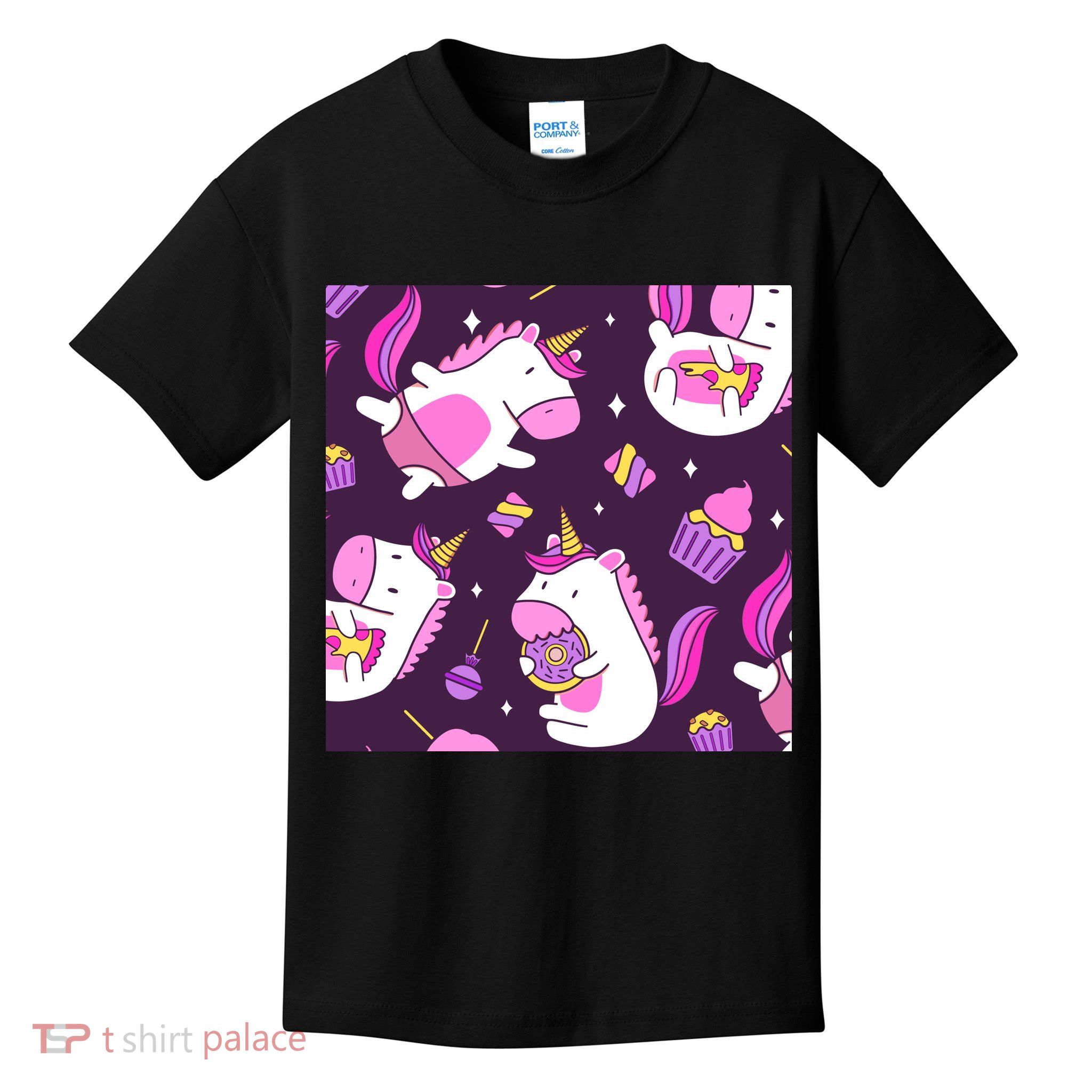 Happy Unicorn Dessert Lover Pattern Kids T-Shirt