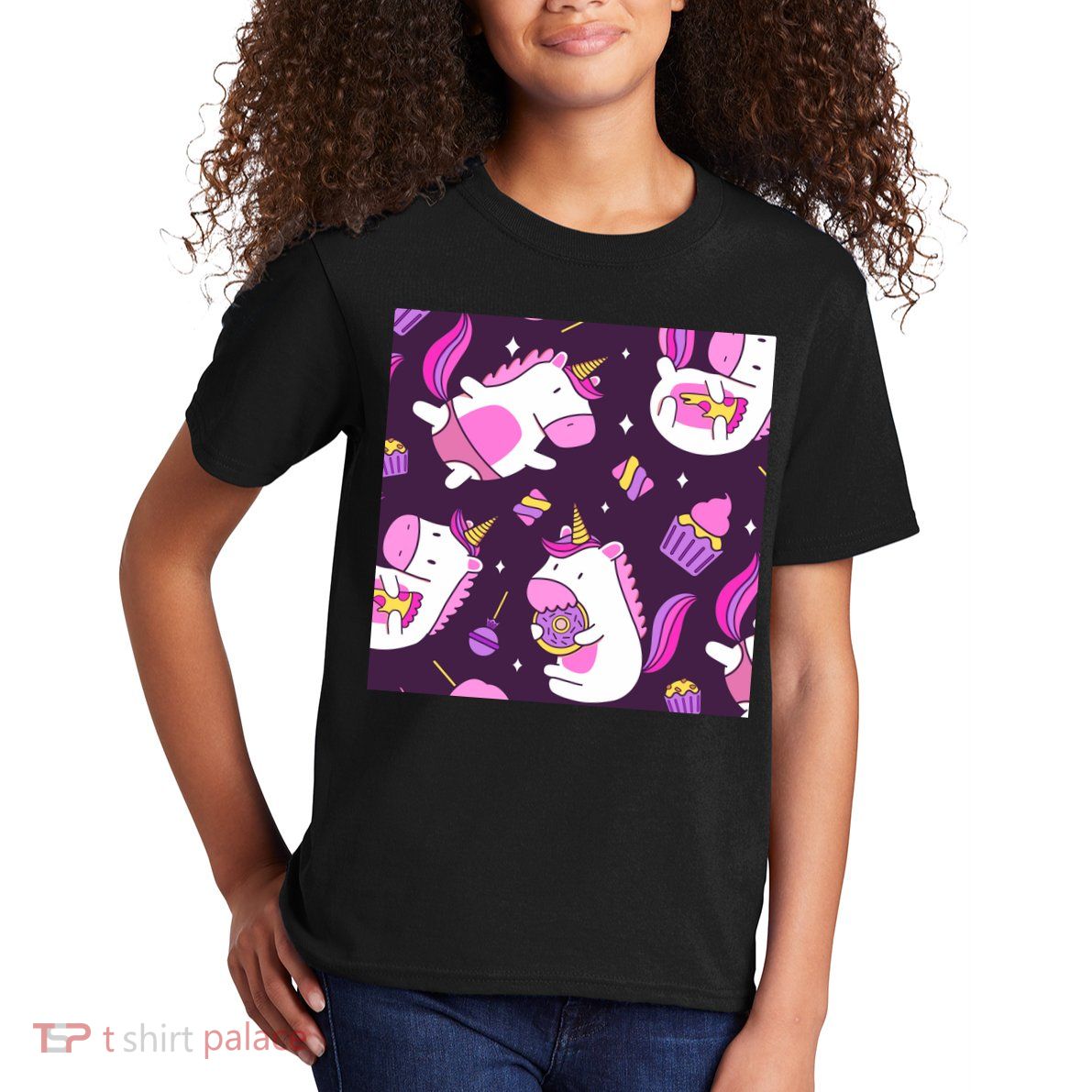 Happy Unicorn Dessert Lover Pattern Kids T-Shirt