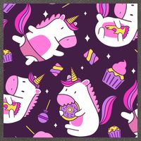 Happy Unicorn Dessert Lover Pattern Cotton Canvas Backpack