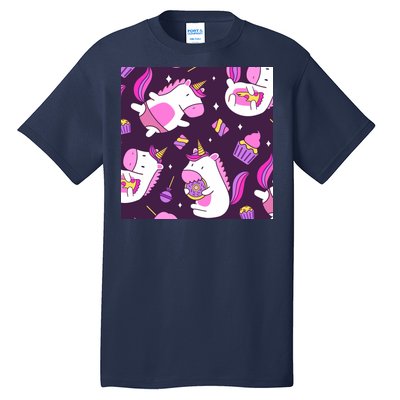 Happy Unicorn Dessert Lover Pattern Tall T-Shirt