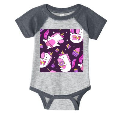 Happy Unicorn Dessert Lover Pattern Infant Baby Jersey Bodysuit
