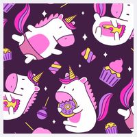 Happy Unicorn Dessert Lover Pattern Garment-Dyed Sweatshirt