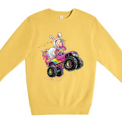 Happy Unicorn Easter Bunny Egg Monster Truck Rabbit Cute Gift Premium Crewneck Sweatshirt