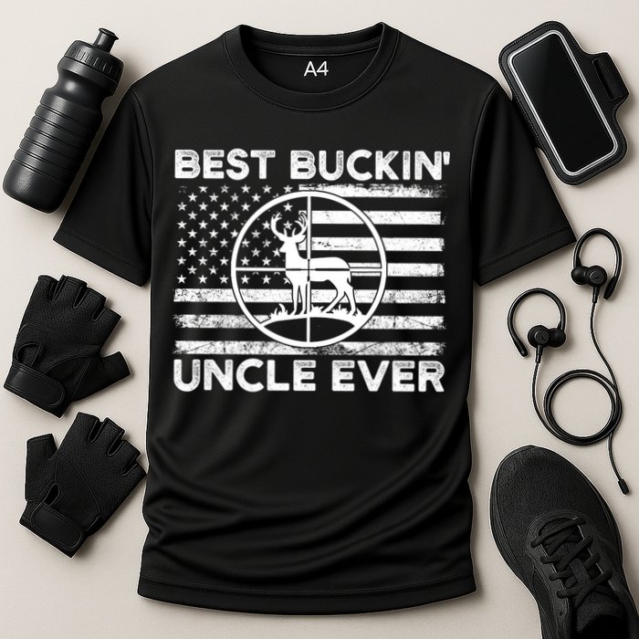 Hunting Uncle Elk Deer Hunter Best Buckin Uncle Ever Gift Cooling Performance Crew T-Shirt