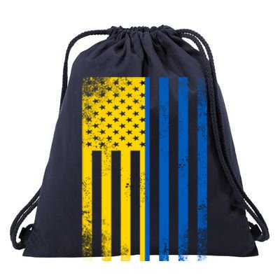 Half Ukrainian Flag Vintage American Inside Me Usa Gift Funny Gift Drawstring Bag