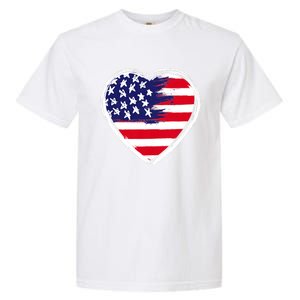 Heart Us Flag 4th Of July Patriotic American Stars Stripes Garment-Dyed Heavyweight T-Shirt