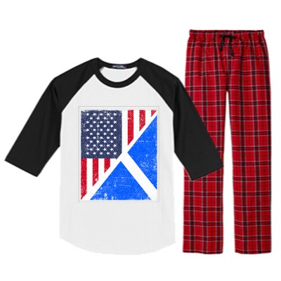 Half Usa Flag Half Scotland Flag Gift American Scottish Gift Raglan Sleeve Pajama Set