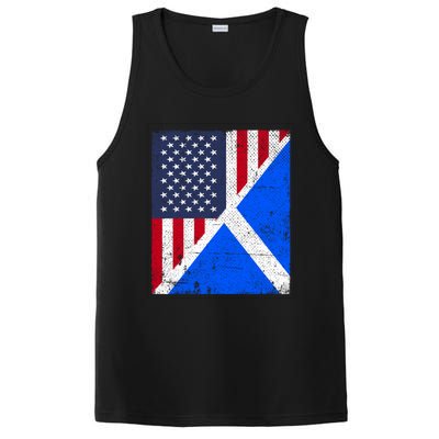 Half Usa Flag Half Scotland Flag Gift American Scottish Gift PosiCharge Competitor Tank