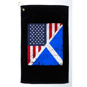 Half Usa Flag Half Scotland Flag Gift American Scottish Gift Platinum Collection Golf Towel