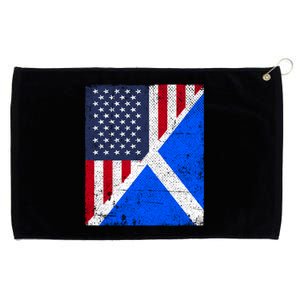 Half Usa Flag Half Scotland Flag Gift American Scottish Gift Grommeted Golf Towel