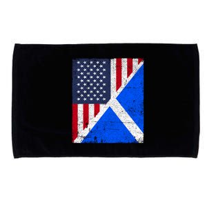 Half Usa Flag Half Scotland Flag Gift American Scottish Gift Microfiber Hand Towel