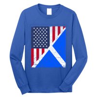 Half Usa Flag Half Scotland Flag Gift American Scottish Gift Long Sleeve Shirt