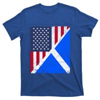 Half Usa Flag Half Scotland Flag Gift American Scottish Gift T-Shirt