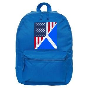 Half Usa Flag Half Scotland Flag Gift American Scottish Gift 16 in Basic Backpack