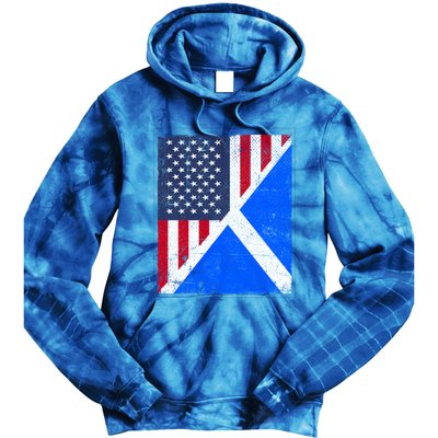 Half Usa Flag Half Scotland Flag Gift American Scottish Gift Tie Dye Hoodie