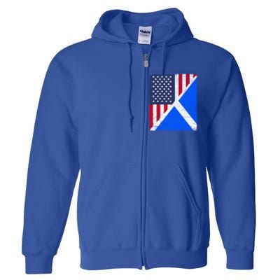 Half Usa Flag Half Scotland Flag Gift American Scottish Gift Full Zip Hoodie