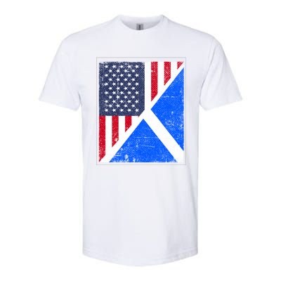 Half Usa Flag Half Scotland Flag Gift American Scottish Gift Softstyle® CVC T-Shirt