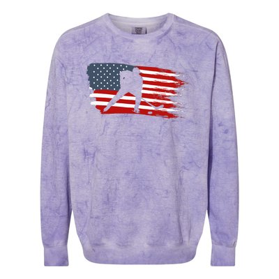 Hockey Usa Flag American Flag Patriotic Ice Hockey Colorblast Crewneck Sweatshirt