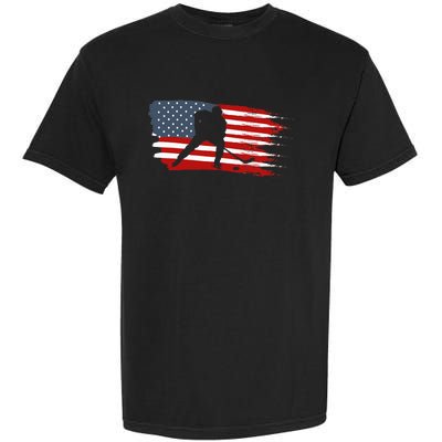 Hockey Usa Flag American Flag Patriotic Ice Hockey Garment-Dyed Heavyweight T-Shirt