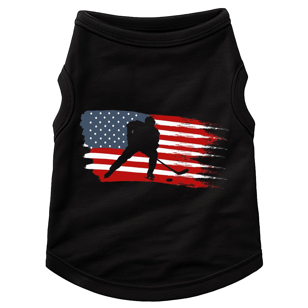Hockey Usa Flag American Flag Patriotic Ice Hockey Doggie Tank