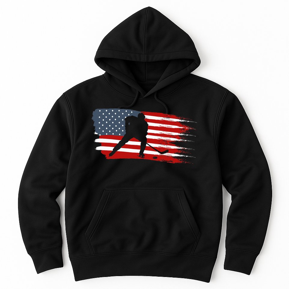 Hockey Usa Flag American Flag Patriotic Ice Hockey Hoodie