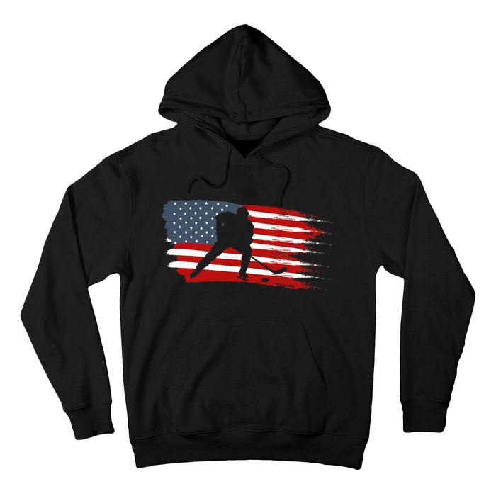 Hockey Usa Flag American Flag Patriotic Ice Hockey Hoodie