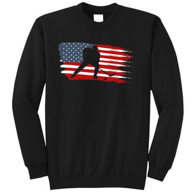 Hockey Usa Flag American Flag Patriotic Ice Hockey Sweatshirt