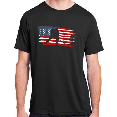 Hockey Usa Flag American Flag Patriotic Ice Hockey Adult ChromaSoft Performance T-Shirt