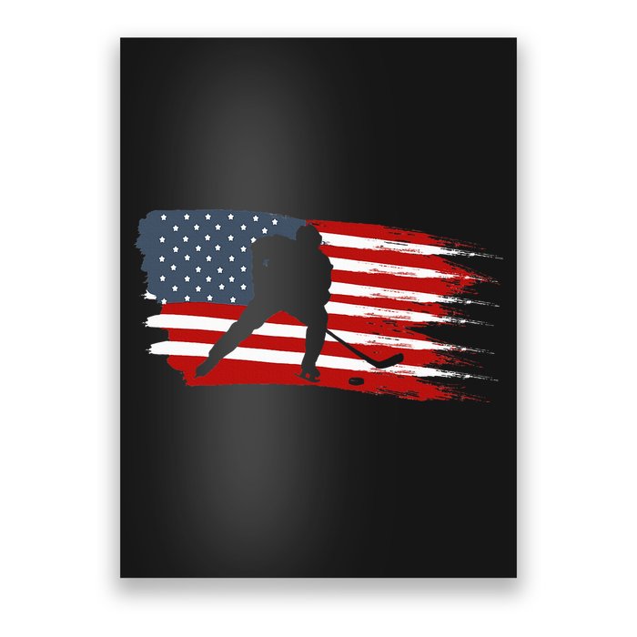 Hockey Usa Flag American Flag Patriotic Ice Hockey Poster