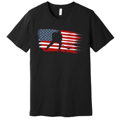 Hockey Usa Flag American Flag Patriotic Ice Hockey Premium T-Shirt