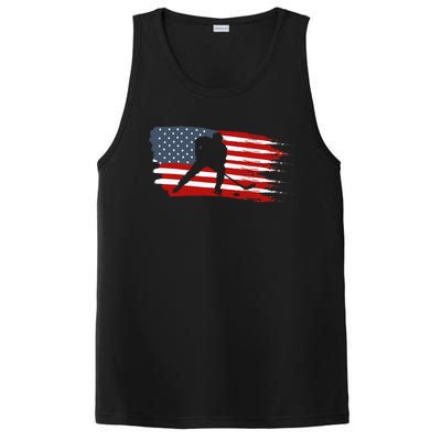 Hockey Usa Flag American Flag Patriotic Ice Hockey PosiCharge Competitor Tank