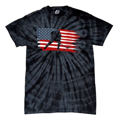 Hockey Usa Flag American Flag Patriotic Ice Hockey Tie-Dye T-Shirt