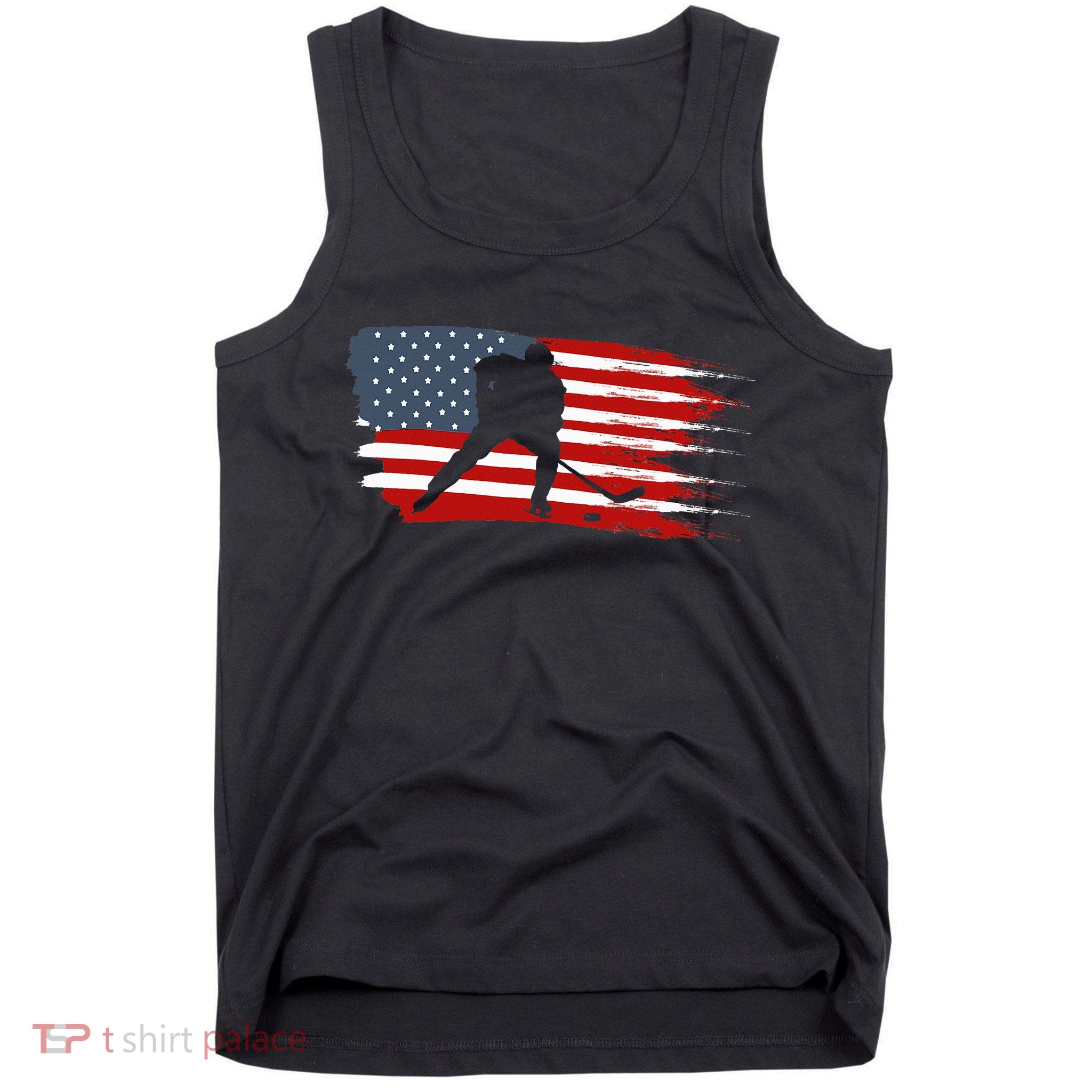 Hockey Usa Flag American Flag Patriotic Ice Hockey Tank Top