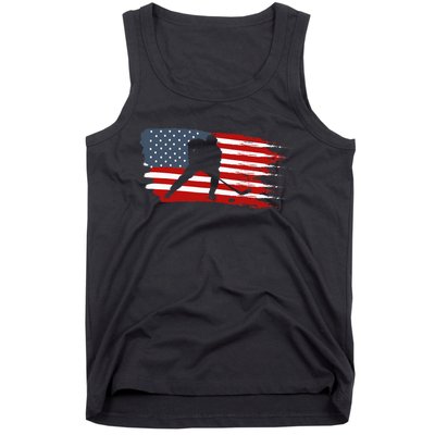 Hockey Usa Flag American Flag Patriotic Ice Hockey Tank Top