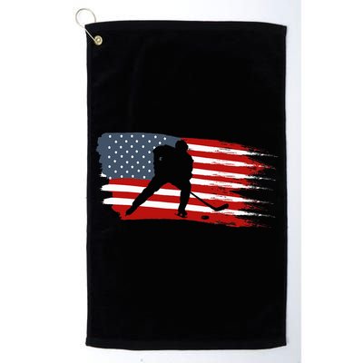Hockey Usa Flag American Flag Patriotic Ice Hockey Golf Towel