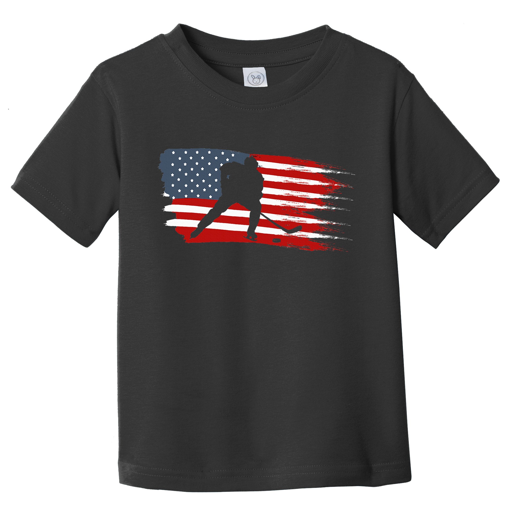 Hockey Usa Flag American Flag Patriotic Ice Hockey Toddler T-Shirt