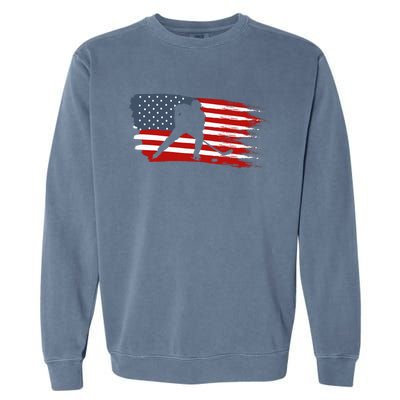 Hockey Usa Flag American Flag Patriotic Ice Hockey Garment-Dyed Sweatshirt