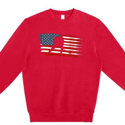 Hockey Usa Flag American Flag Patriotic Ice Hockey Premium Crewneck Sweatshirt