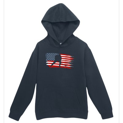 Hockey Usa Flag American Flag Patriotic Ice Hockey Urban Pullover Hoodie