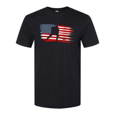 Hockey Usa Flag American Flag Patriotic Ice Hockey Softstyle CVC T-Shirt