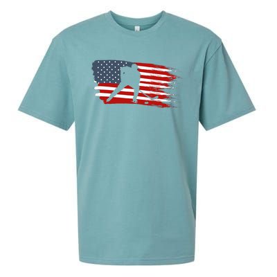 Hockey Usa Flag American Flag Patriotic Ice Hockey Sueded Cloud Jersey T-Shirt