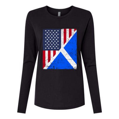 Half Usa Flag Half Scotland Flag Cute Gift American Scottish Gift Womens Cotton Relaxed Long Sleeve T-Shirt