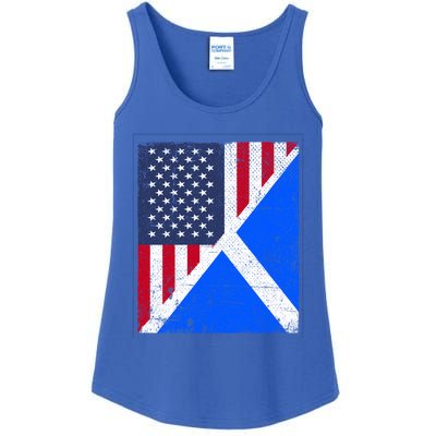 Half Usa Flag Half Scotland Flag Cute Gift American Scottish Gift Ladies Essential Tank