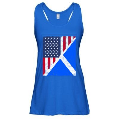 Half Usa Flag Half Scotland Flag Cute Gift American Scottish Gift Ladies Essential Flowy Tank