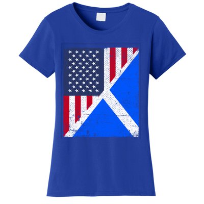 Half Usa Flag Half Scotland Flag Cute Gift American Scottish Gift Women's T-Shirt