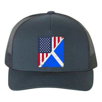 Half Usa Flag Half Scotland Flag Cute Gift American Scottish Gift Yupoong Adult 5-Panel Trucker Hat