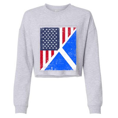 Half Usa Flag Half Scotland Flag Cute Gift American Scottish Gift Cropped Pullover Crew