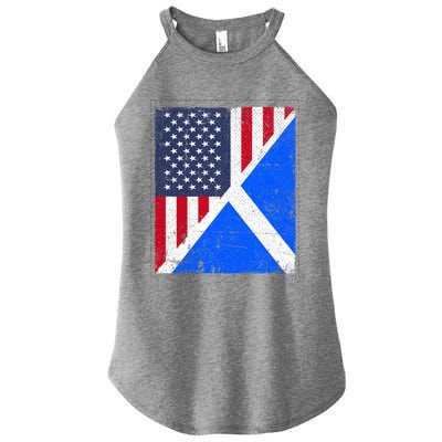 Half Usa Flag Half Scotland Flag Cute Gift American Scottish Gift Women’s Perfect Tri Rocker Tank