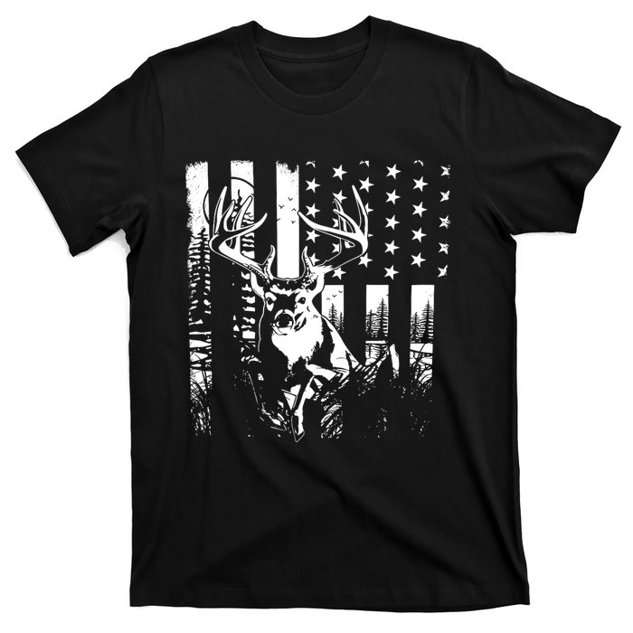 Hunting Us Flag Deer Elk Buck Camoflage Hunter Dad Gift T-Shirt