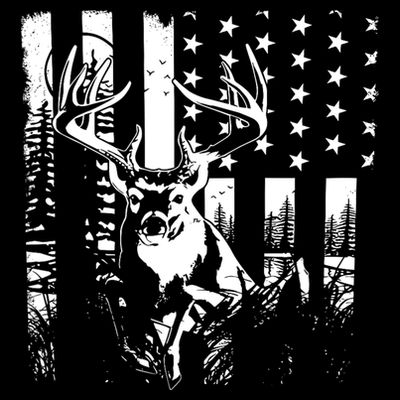 Hunting Us Flag Deer Elk Buck Camoflage Hunter Dad Gift T-Shirt
